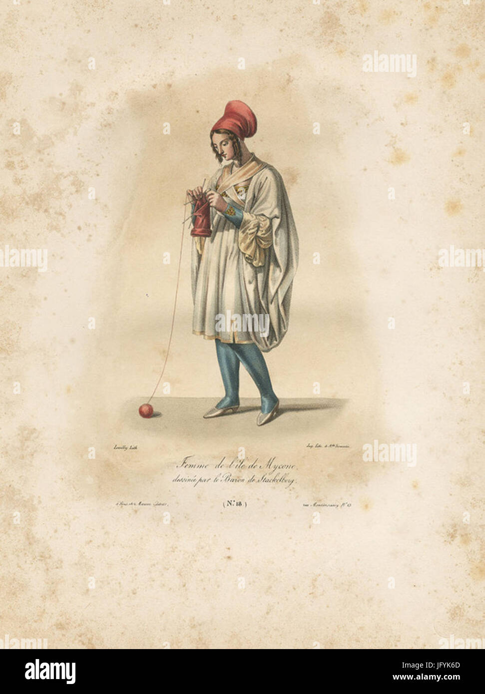 Femme de l'île de Mycone, dessinée par le baron de Stackelberg - Otto Magnus Von Stackelberg - 1828 Banque D'Images