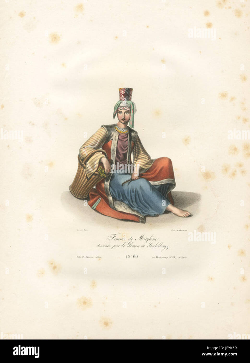 Femme de Mitylène, dessinée par le baron de Stackelberg - Otto Magnus Von Stackelberg - 1828 Banque D'Images