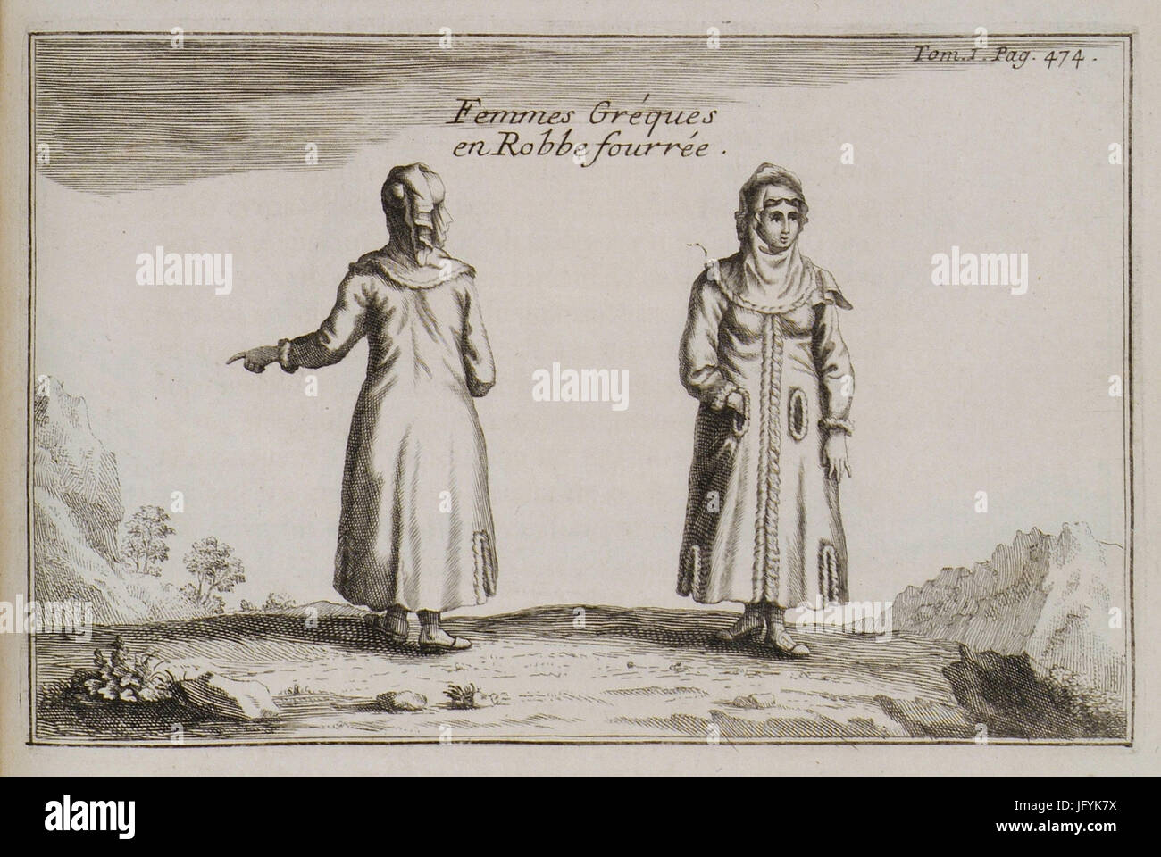 Femmes Grèques en Robbe fourrée - Joseph Pitton de Tournefort - 1717 Banque D'Images