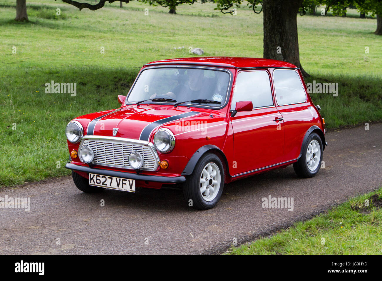 Red Mini aux événements automobiles classiques Mark Woodward, l'un des 12 spectacles organisés dans différents endroits du pays, voitures classiques, vétérans, véhicules d'époque. Banque D'Images