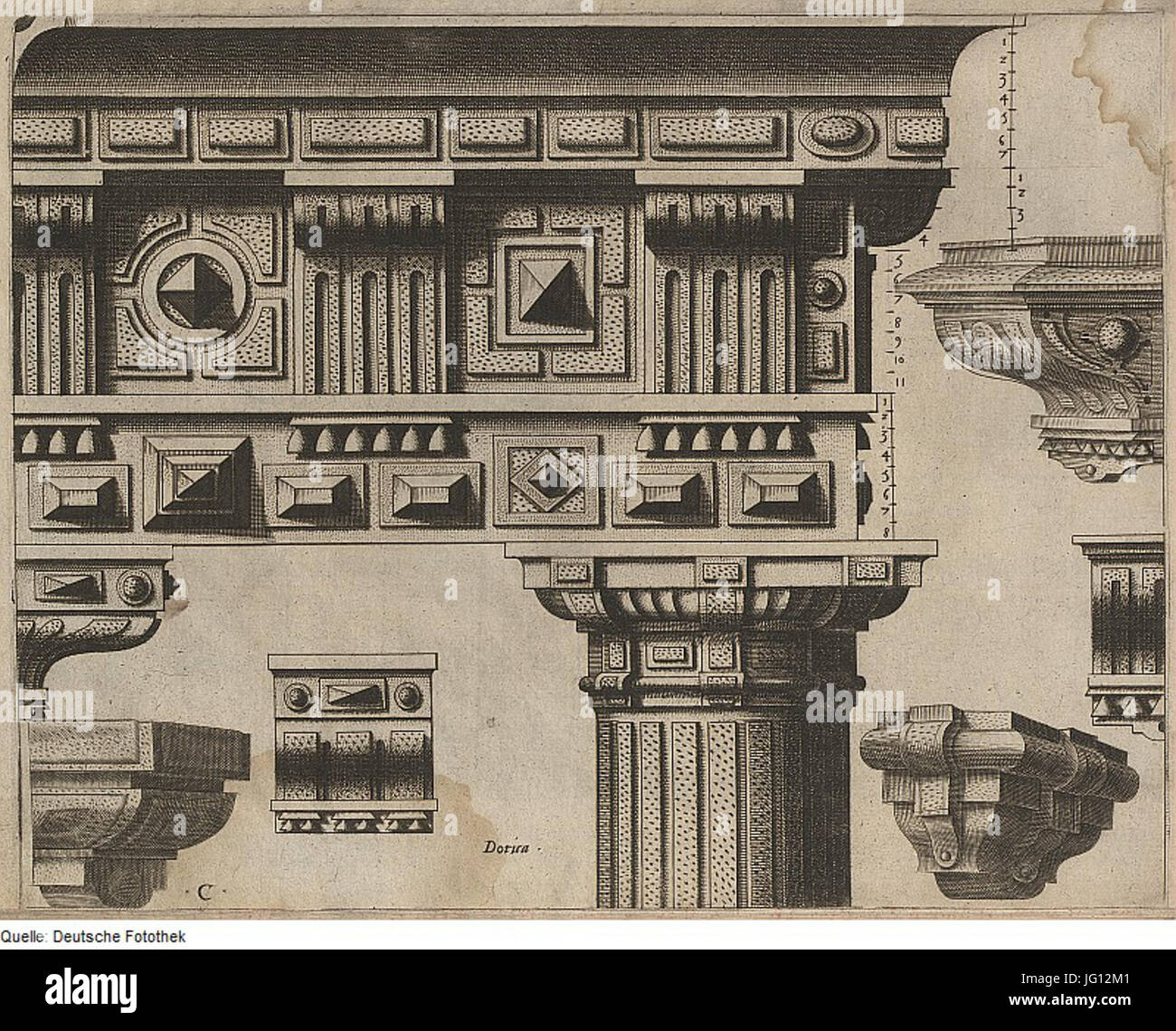 Fotothek df tg 0006060 Architektur ornement 5E 5E 5E Gebälk Kannelure Säule 5E 5E 5E Triglyphe Metope 5E Halsr Banque D'Images