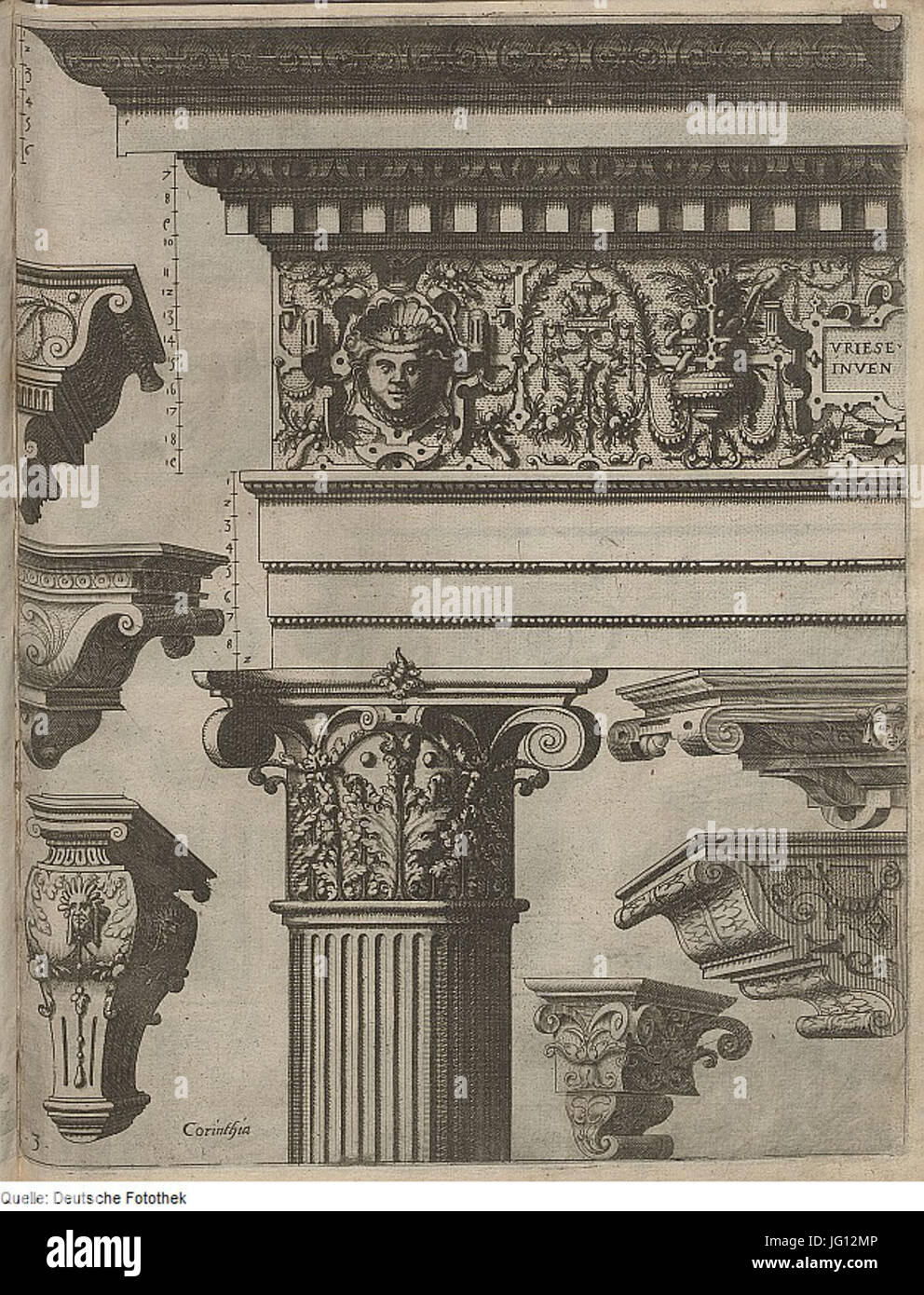 Fotothek df tg 0006077 Architektur 5E Gebälk Säule 5E 5E 5E Faszie Zahnschnitt Volute 5E 5E 5E Orname Akanthus Banque D'Images