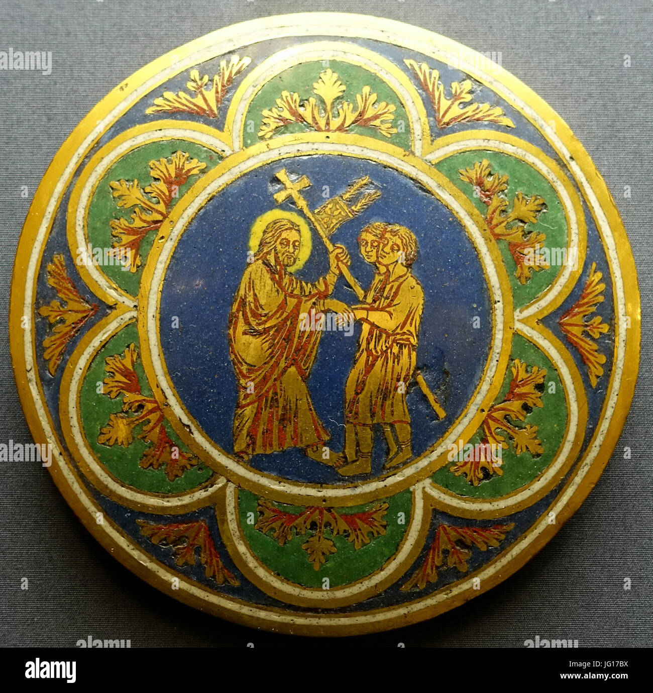 Quatre médaillons en émail, 2. Le Christ dans les limbes, Succession de Nichola de Verdun, Cologne, ch. 1200, cuivre doré avec l'émail - Musée Schnütgen - Cologne, Allemagne - DSC09968 Banque D'Images