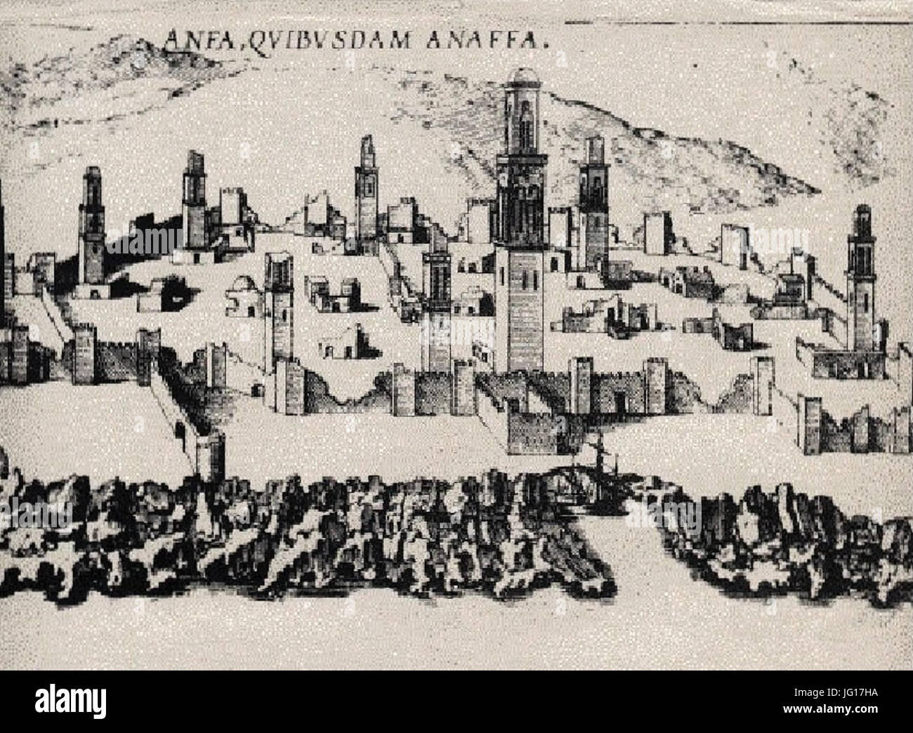 Détail gravure de Casablanca - 1572 Banque D'Images