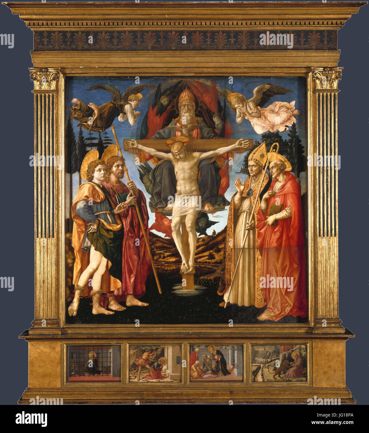 Francesco Pesellino et Fra Filippo Lippi et atelier. Le retable de Santa Trinità de Pistoia. 1455-60. NG de Londres. Banque D'Images