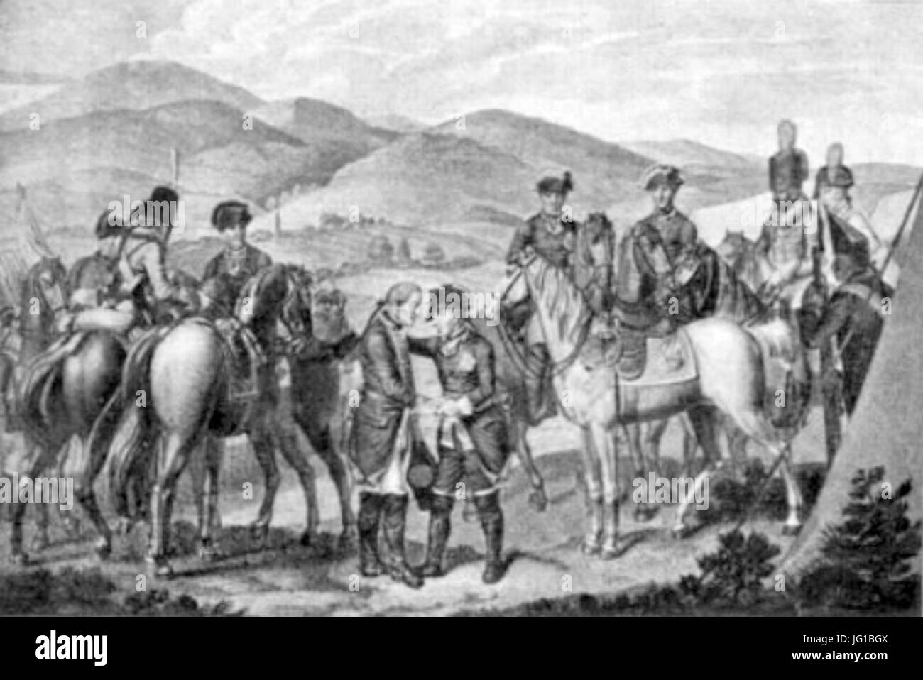 Friedrich II. nimmt Abschied von Winterfeld GL am 18. 8. 1757 bei Bernstadt Banque D'Images
