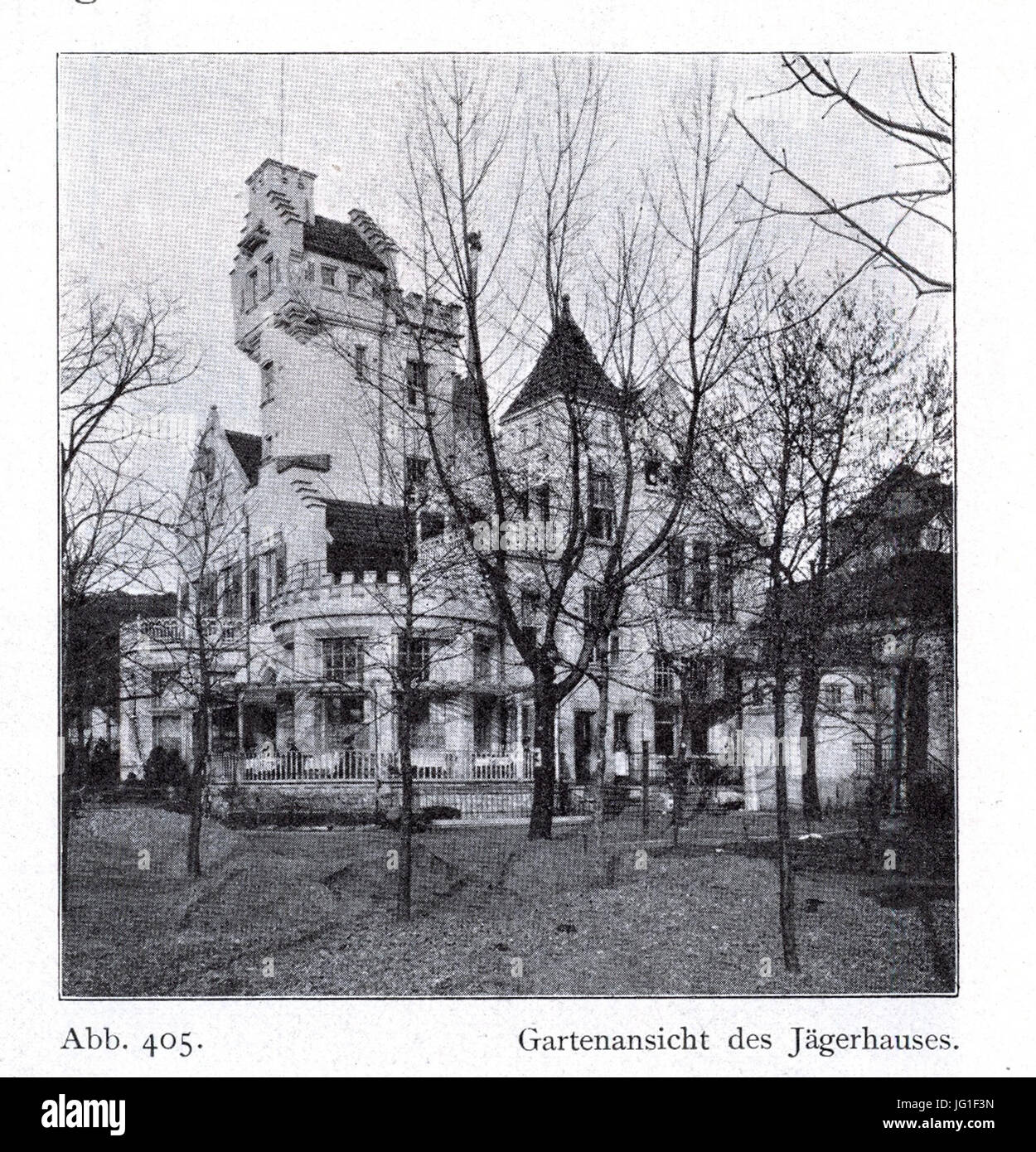 Gaststätte Jägerhaus, Ludenberger Straße 1 à Düsseldorf, erbaut durch P.P. Fuchs, erweitert im Jahre 1902, Gartenansicht Banque D'Images