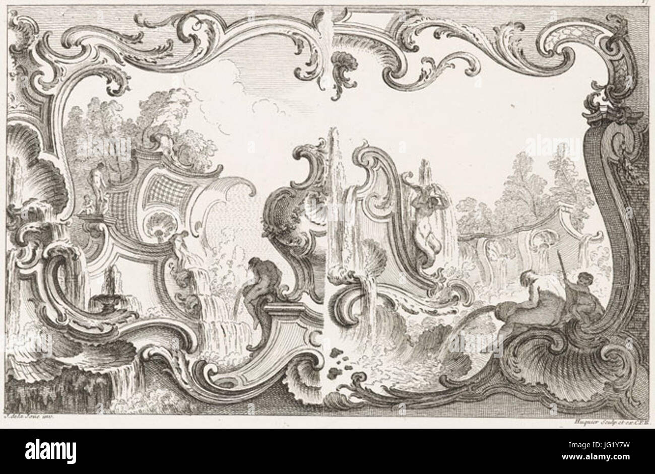 Pour l'Ornement Design- Jacques de Lajoüe - découpe par Gabriel Huquier - Paris France ca. 1734 01 Banque D'Images