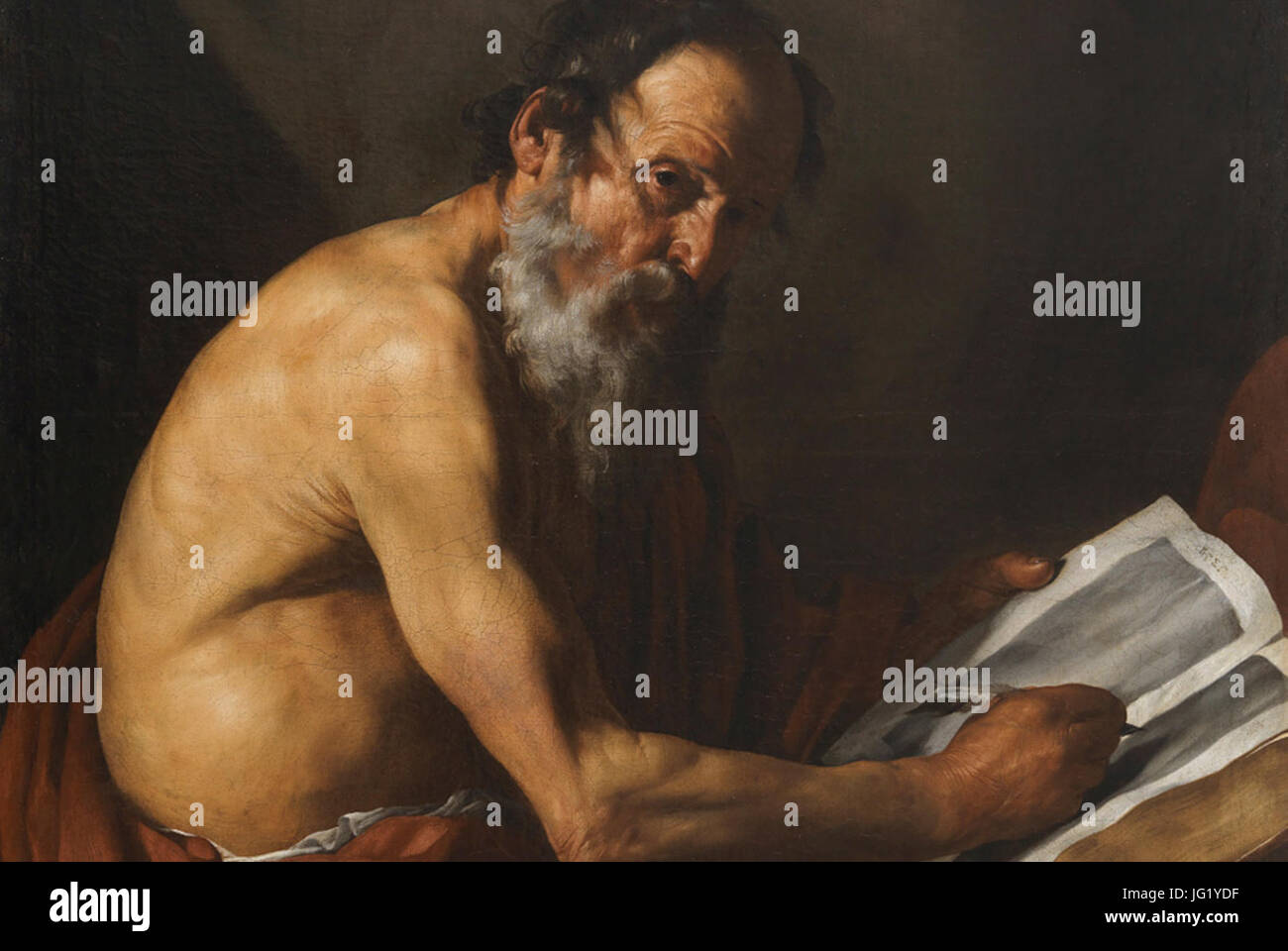 Détail de Saint Jérôme écrit par José de Ribera, Prado Banque D'Images