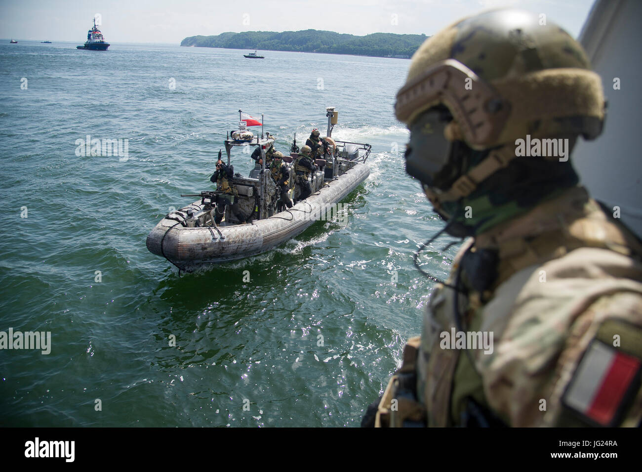 Des soldats des forces spéciales de la marine polonaise, Jednostka Wojskowa Formoza (unité militaire Formoza) au cours d'exercices. 23 juin 2017 Gdynia, Pologne © Wojciech Stro Banque D'Images