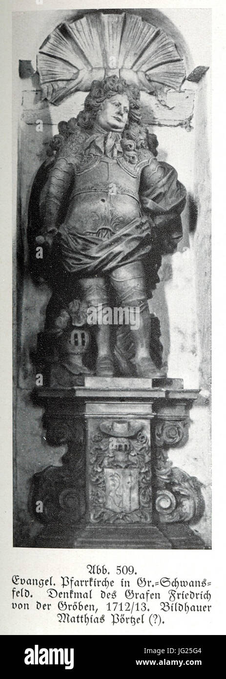 Gr.-Schwansfeld, Evangelische Pfarrkirche, Denkmal des am See xi/Friedrich von der Gröben, 1712 bis 1713, Bildhauer Matthias Pörtzel (zugeschrieben) Banque D'Images