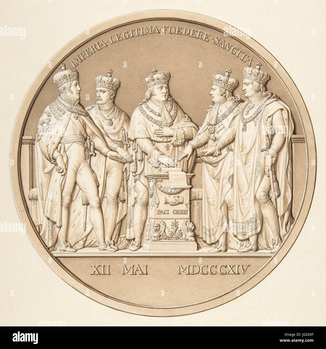 Jacques Édouard Gatteaux, Conception pour une médaille commémorant le Traité de Paris, 1814 Banque D'Images