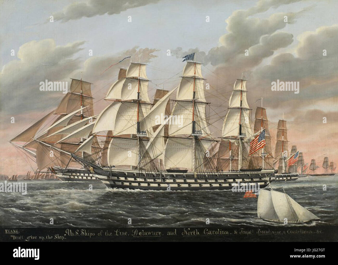 Guy James Evans - les navires américains de ligne et de frégates Delaware et la Caroline du Nord, Brandywine et Constellation, 1835-1860 Banque D'Images