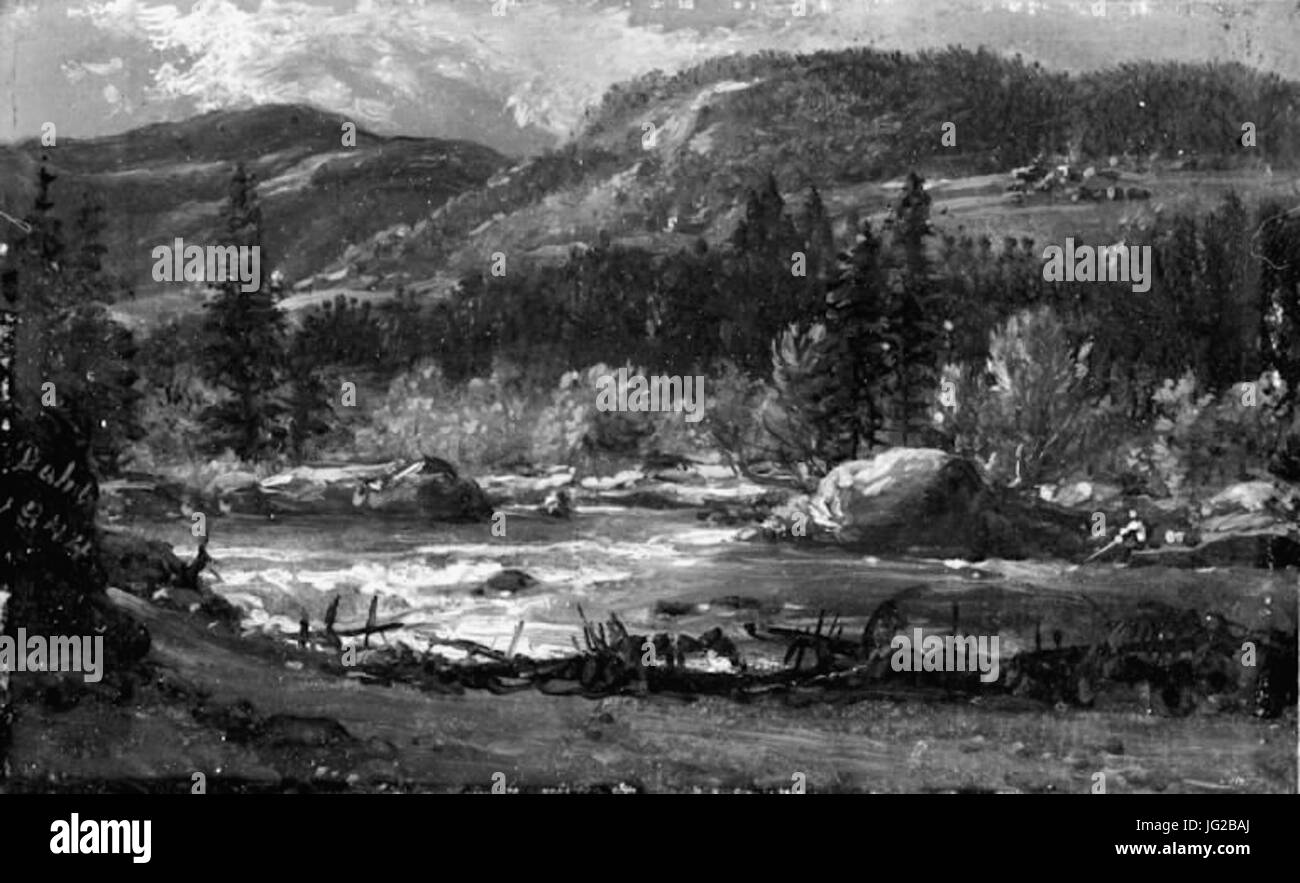 Johan Christian Clausen Dahl - Landskabsskitse fra Norge. Ved Bruflat - Valdres Statens Museum for Kunst - KM3438 Banque D'Images