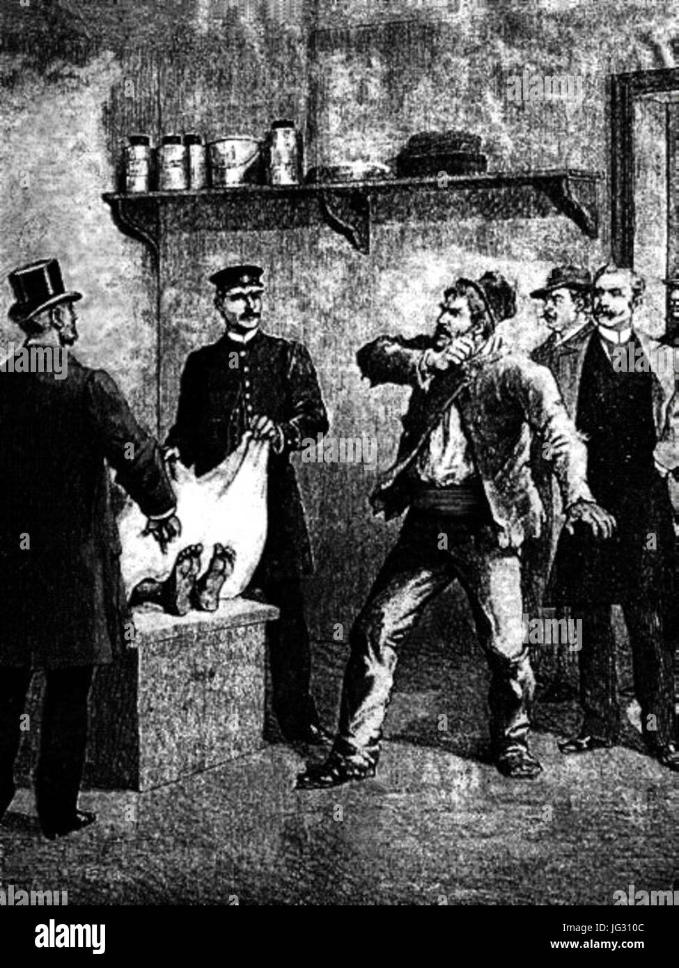 La confrontation de l'assassin et de la victime-01 Banque D'Images