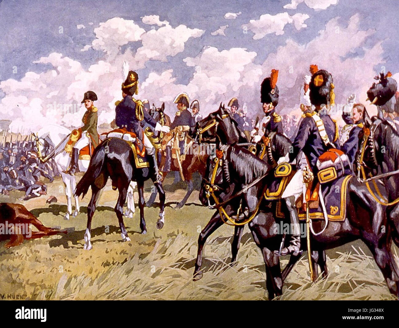 Le général Walther, le colonel des Grenadiers à cheval de la Garde impériale, à Essling Banque D'Images