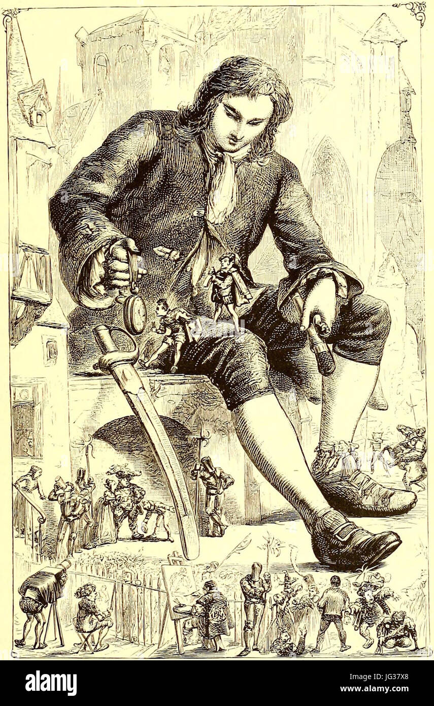 Lilliputiens examinant la ManE28090Biens de la Montagne Banque D'Images