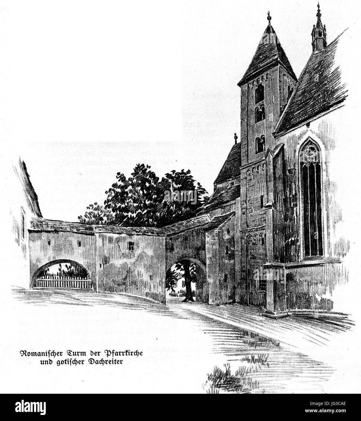 Hans Götzinger Eggenburg 1924 Romanischer Turm Pfarrkirche Banque D'Images