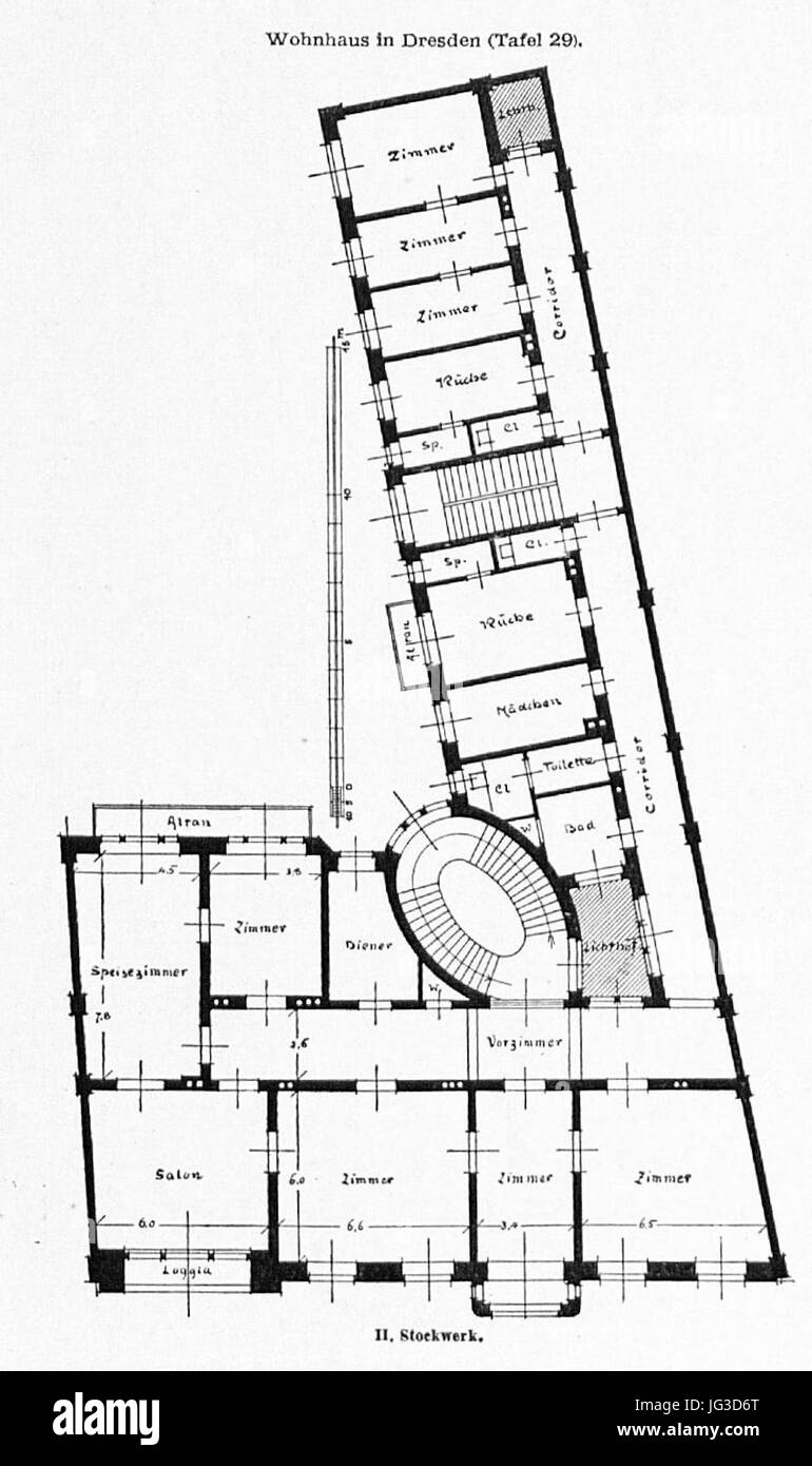 Haus Bürgerwiese 20 Dresde Architekt F.R. Voretzsch, Grundriss, 29 Tafel Banque D'Images