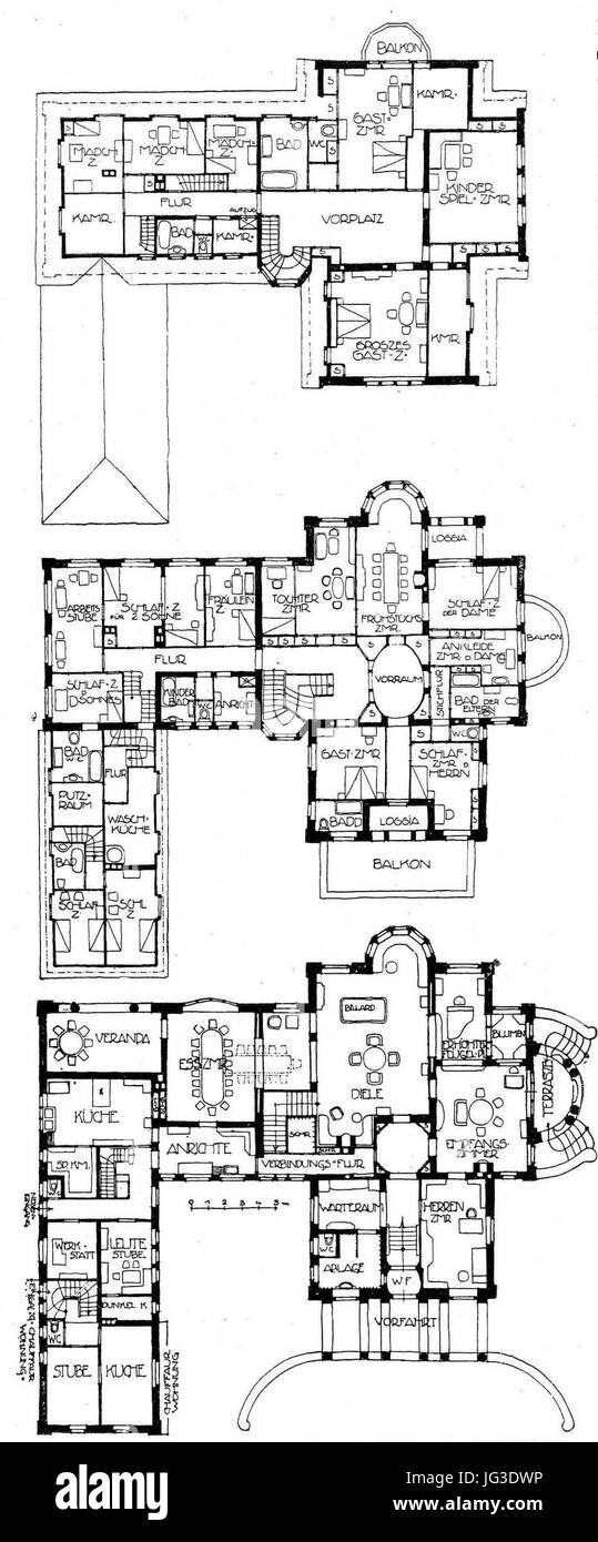 Heilbronn Grundriss der Villa Rümelin Lerchenstr. Ecke Alexanderstr.Erdgeschoss und Ferienwohnung, Erdgeschoss Banque D'Images