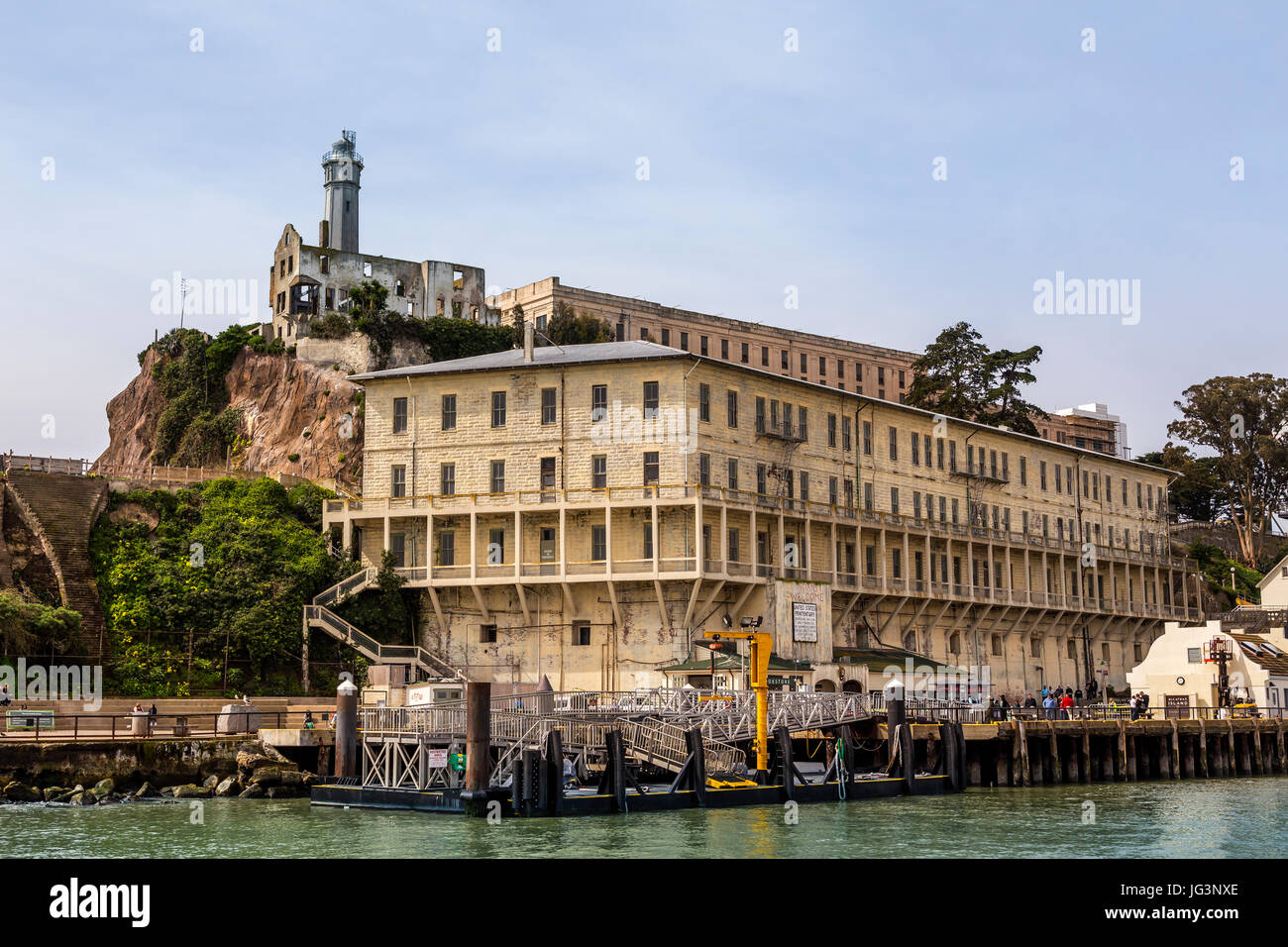 La prison d'Alcatraz, prison, prison militaire, prison fédérale, l'île d'Alcatraz, San Francisco Bay, San Francisco, Californie Banque D'Images