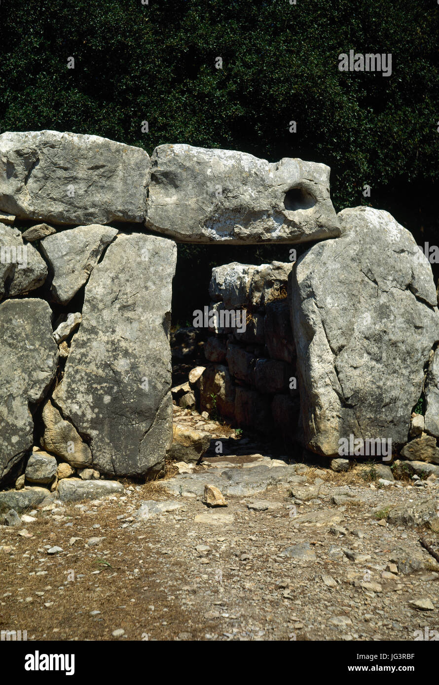 Ses Païses. Âge du Bronze talayotic règlement. L'entrée principale. Arta, Majorque, Îles Baléares, Espagne. Banque D'Images