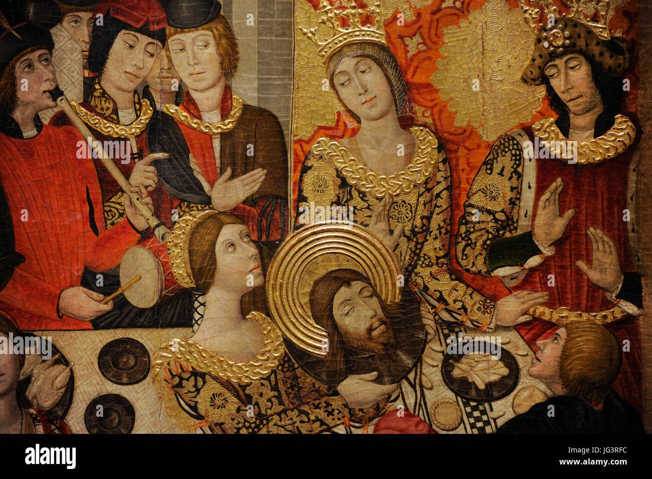 Pedro Garcia de Benabarre (documenté entre 1445-1485). Peintre espagnol. Retable dédié à Saint Jean Baptiste, ca.1470. Panneau représentant le banquet d'Hérode. Détail. À partir de l'église paroissiale de Sant Joan del Mercat, Lleida. Musée national d'Art de Catalogne. Barcelone. La Catalogne. L'Espagne. Banque D'Images