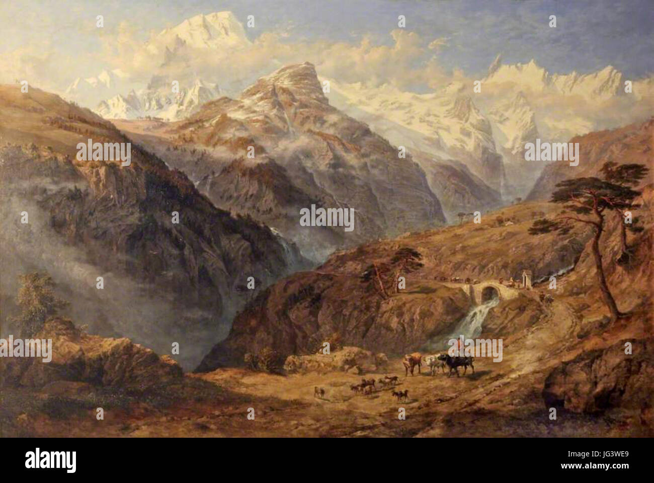Le Mont Blanc, à partir de près de Cormayeur, vallée d'Aoste par George Arthur Fripp Banque D'Images