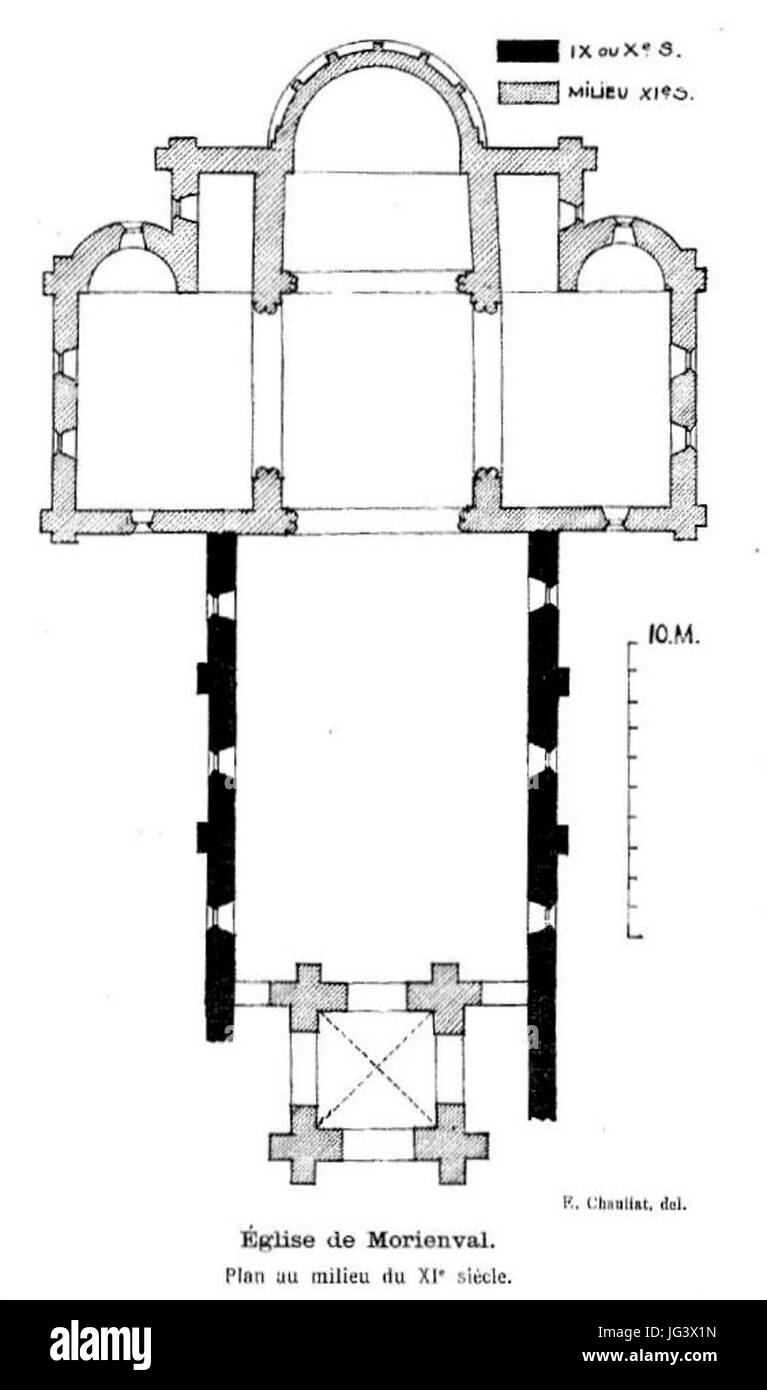 Morienval (60), abbatiale, plan au milieu du XIe siècle Banque D'Images