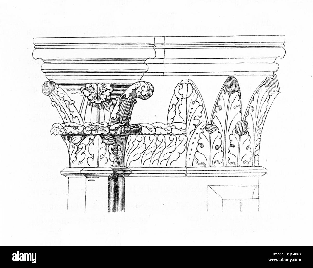 MZK 002 Nr 01 pag 007 Die romanische Kirche zu Lébeny - Fig. 03 2 Kapitäl Banque D'Images