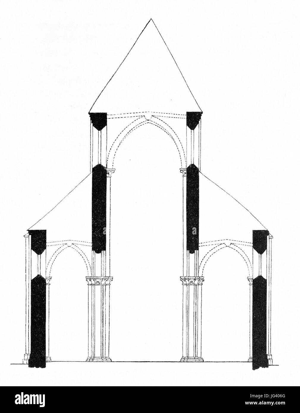 MZK 002 Nr 01 pag 007 Die romanische Kirche zu Lébeny - Fig. 15 Querschnitt Banque D'Images