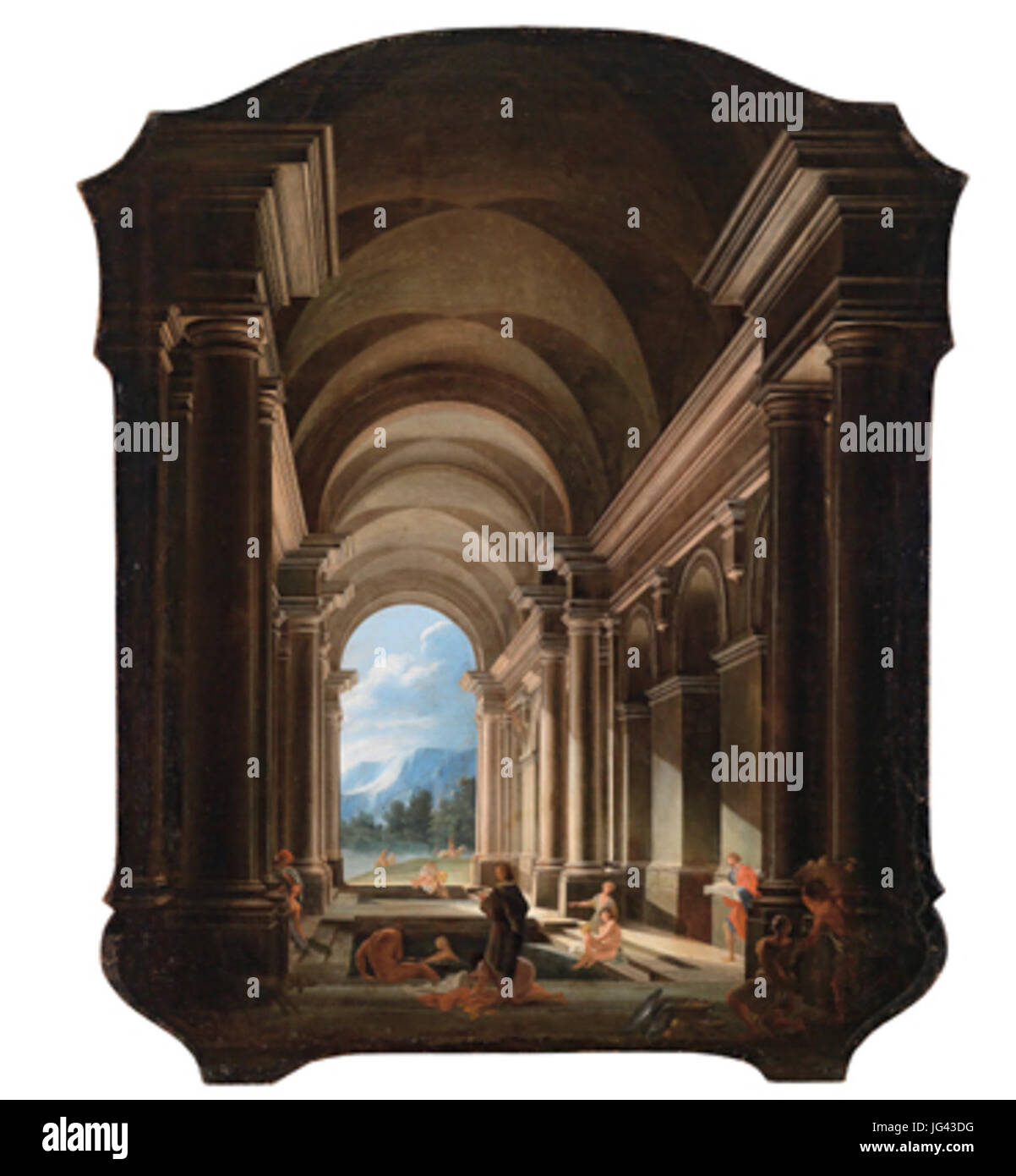 Niccolò Codazzi et Paolo Gerolamo Piola - Vue d'un palais ancien Banque D'Images