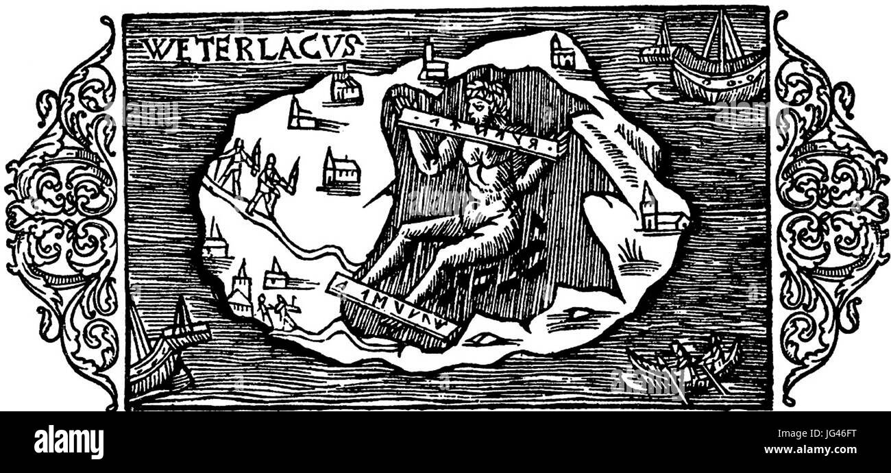 Olaus Magnus - sur l'Assistant enchaîné sur l'île de Visingsö Banque D'Images