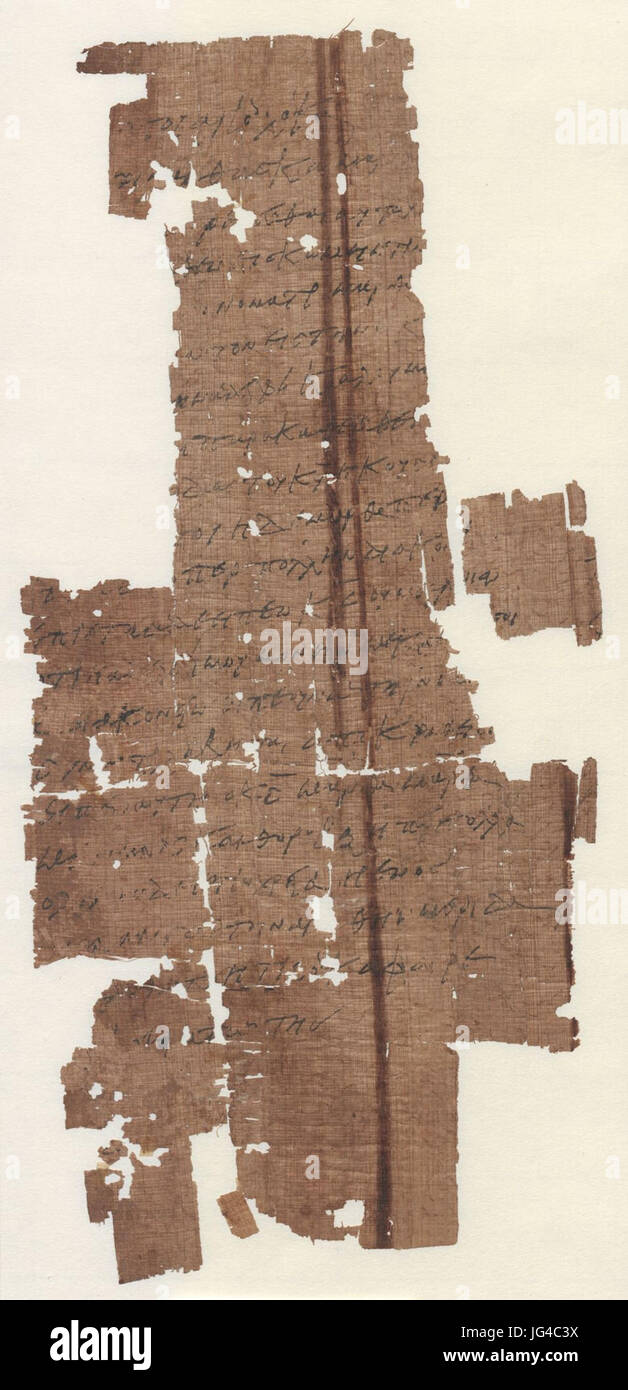 3 Papyrus - Bibliothèque nationale d'Autriche, P. Vindob. G. 2323 - Evangile de Luc, 7,36-45, 10,38-42 - verso Banque D'Images