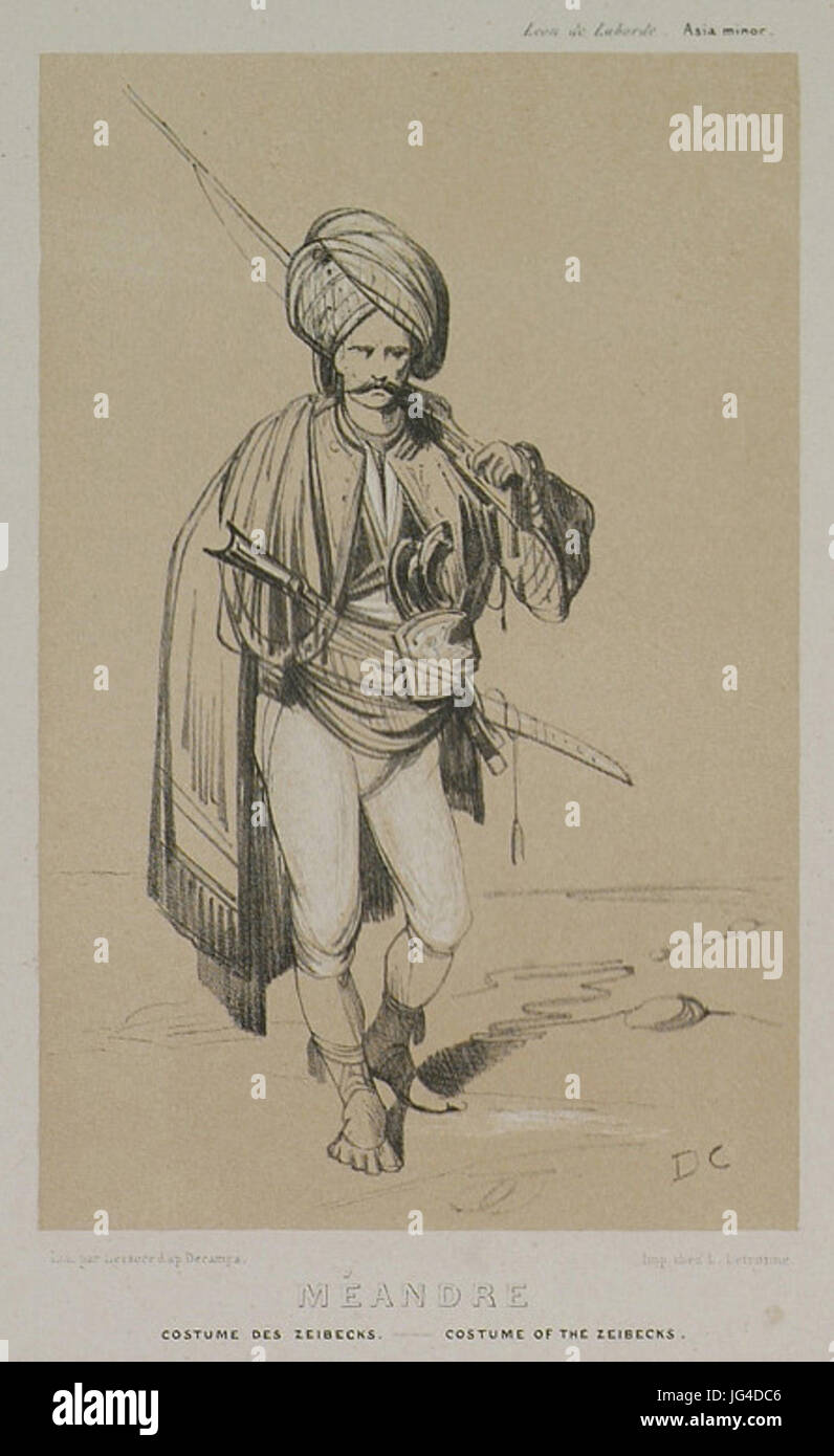 Méandre des Costume Zeibeks - Laborde Léon Emmanuel Simon Joseph - 1838 Banque D'Images