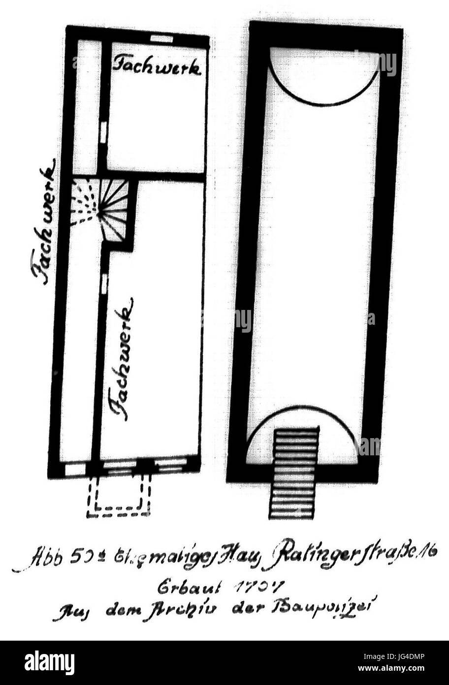Paul, Sültenfuß Düsseldorfer Das Wohnhaus zur Mitte des 19. Jahrhunderts, (Diss. Aix-la-Chapelle), 19 ème , ABB. 50b Düsseldorf, ehemaliges Haus Ratinger Straße 16 1707 erbaut Banque D'Images