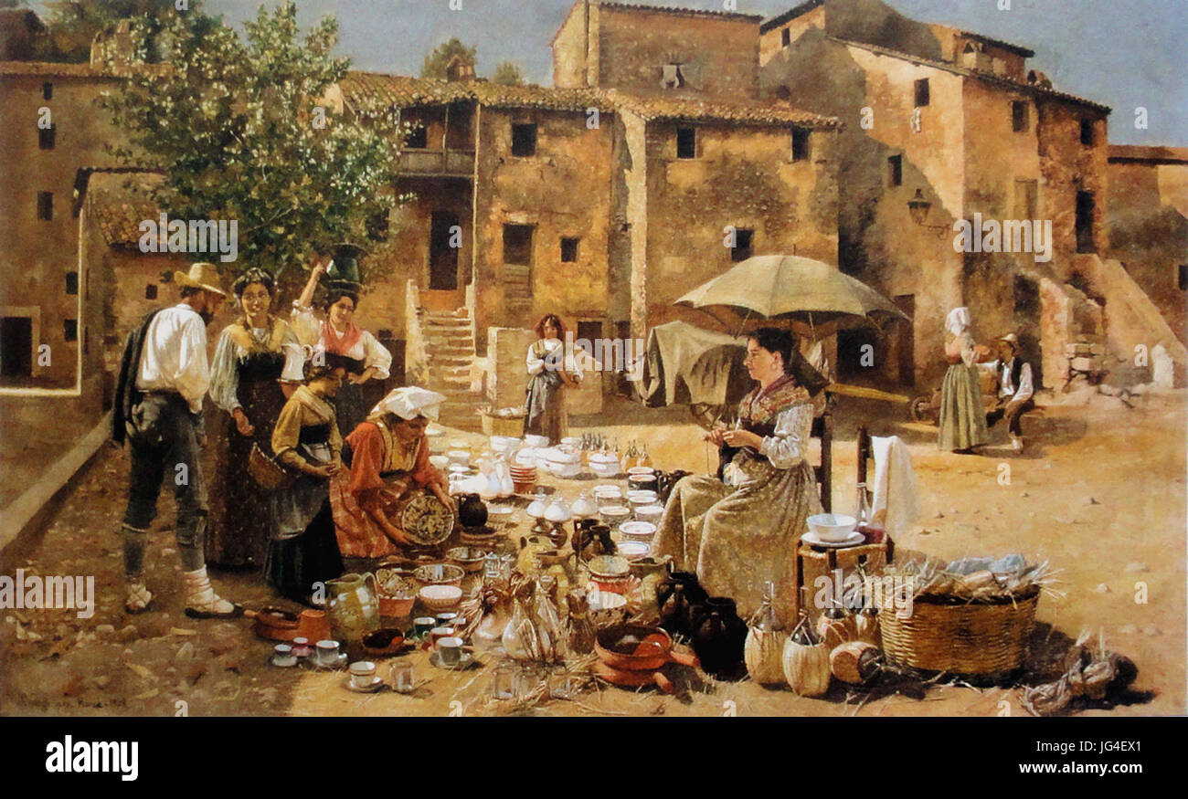 Pedro Weingärtner - Feira de cerâmica em Anticoli - 1908 Banque D'Images