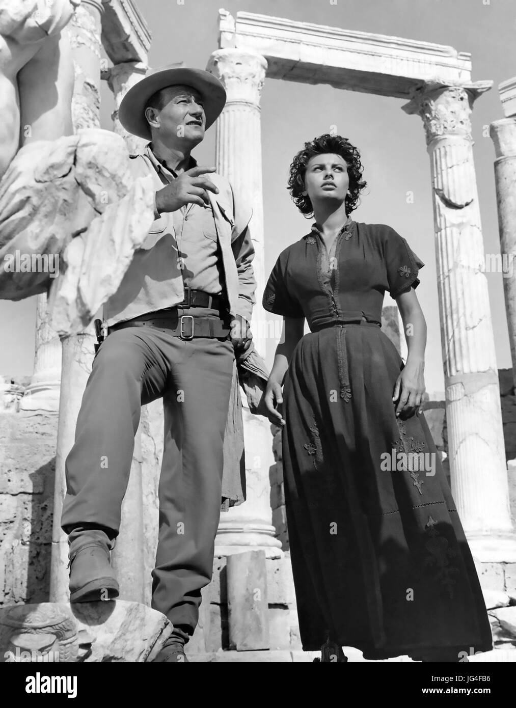 Légende de l'PERDU 1957 United Artists film avec John Wayne et Sophia Loren Banque D'Images
