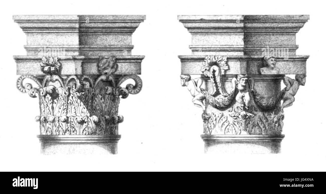 Pontoise (95), l'église Saint-Maclou, chapiteaux du bas-côté nord (2) Banque D'Images