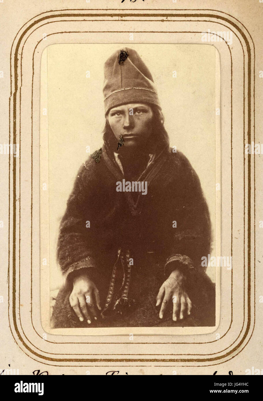 Porträtt av Inga Kajsa Finnberg, 14 år gammal, sameby - Nordiska Museet Tuorpons - NMA.00390411 Banque D'Images