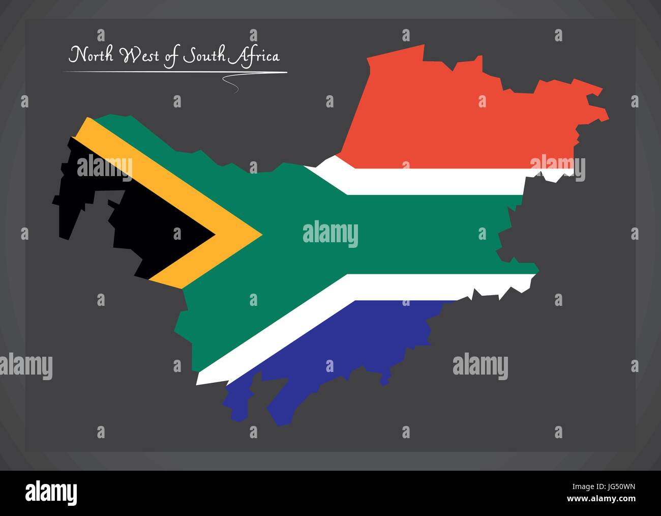 Nord-ouest de l'Afrique du Sud carte avec illustration du drapeau national Illustration de Vecteur