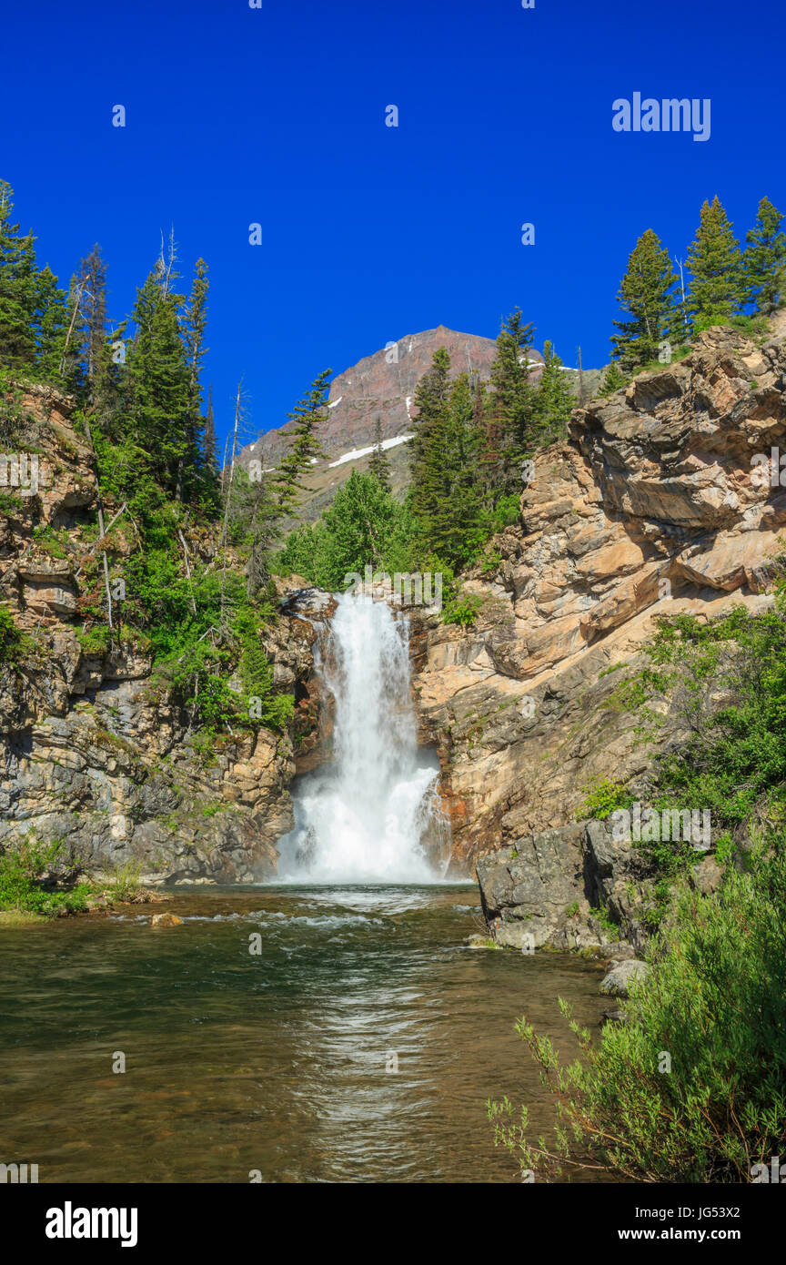 L'exécution de l'aigle (trick) tombe en dessous de la hausse wolf mountain dans le Glacier National Park, Montana Banque D'Images