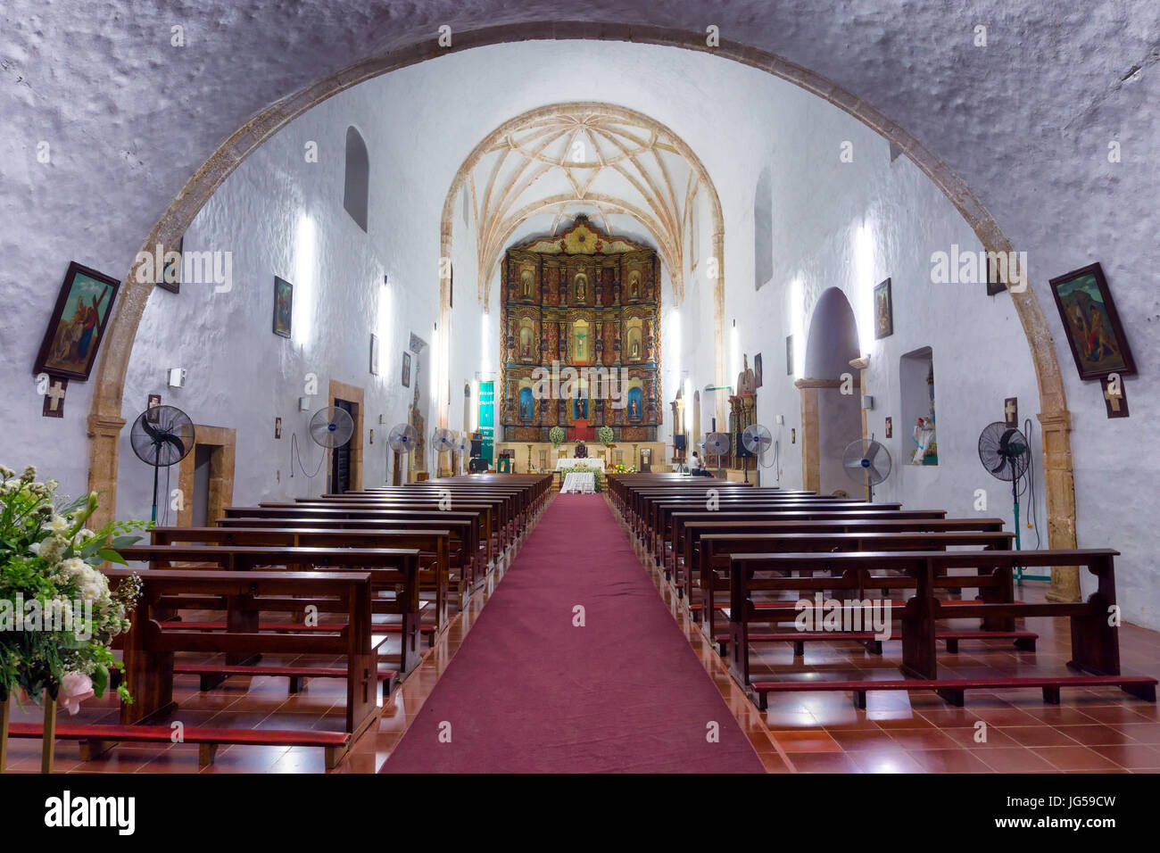 Église de monastère historique de San Bernardino à Valladolid, Mexique. Banque D'Images
