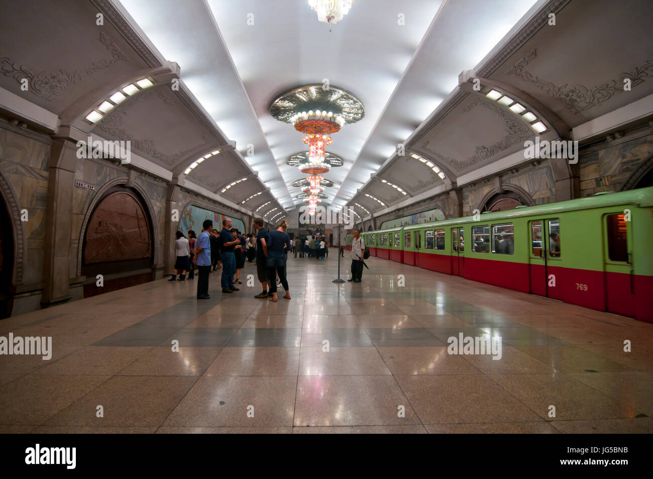 Le métro de Pyongyang, en Corée du Nord Banque D'Images