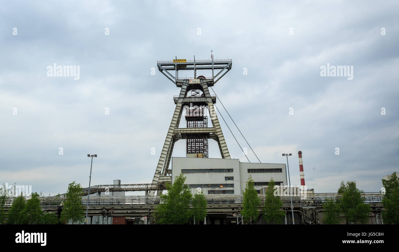 L'arbre de l'exploitation minière. Le charbon a été fouillé sur la Silésie depuis des années, Pologne Banque D'Images