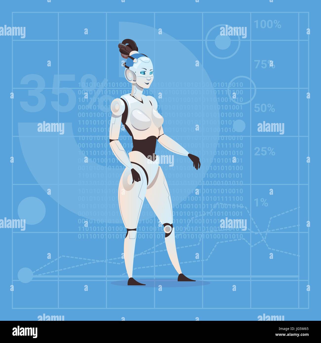 Femme Robot moderne technologie d'Intelligence Artificielle concept futuriste Illustration de Vecteur