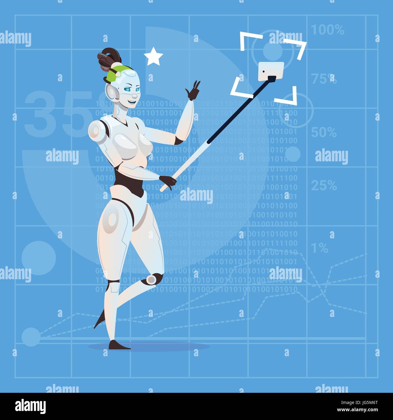 La prise femelle Robot moderne Photo Selfies concept futuriste de la technologie d'Intelligence Artificielle Illustration de Vecteur