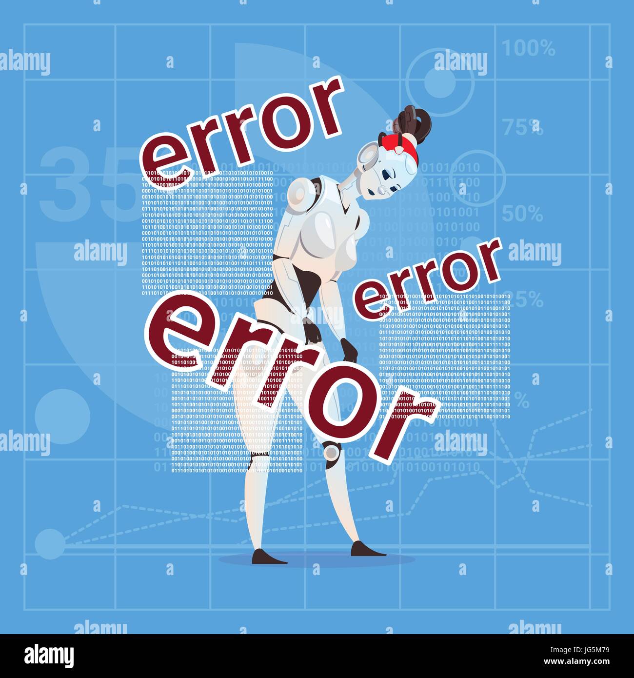 Robot panne erreur moderne femme futuriste concept Technologie d'Intelligence Artificielle Illustration de Vecteur