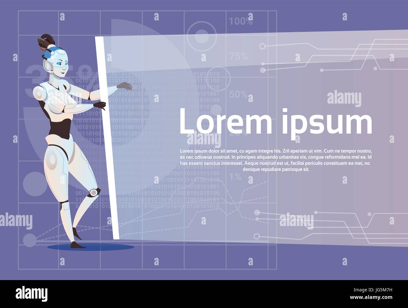 Femme Robot moderne bannière vides en Intelligence Artificielle Concept technologie futuriste Illustration de Vecteur