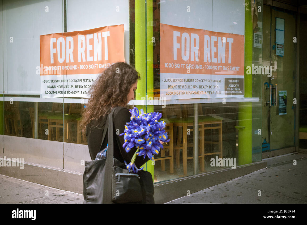 Une devanture vacants dans le quartier de Chelsea, New York le samedi, Juin 24, 2017. (© Richard B. Levine) Banque D'Images